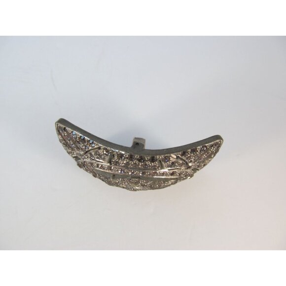 Antique Art Deco Silver Tone Rhinestone Rectangular Belt Buckle main image 6